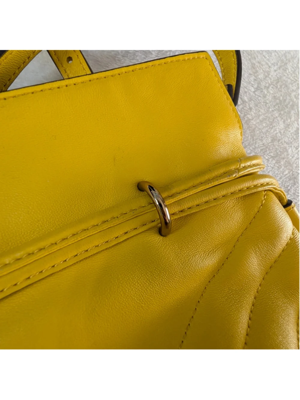 Tory Burch Kira Chevron Yellow Mini Bucket Bag - Flaws